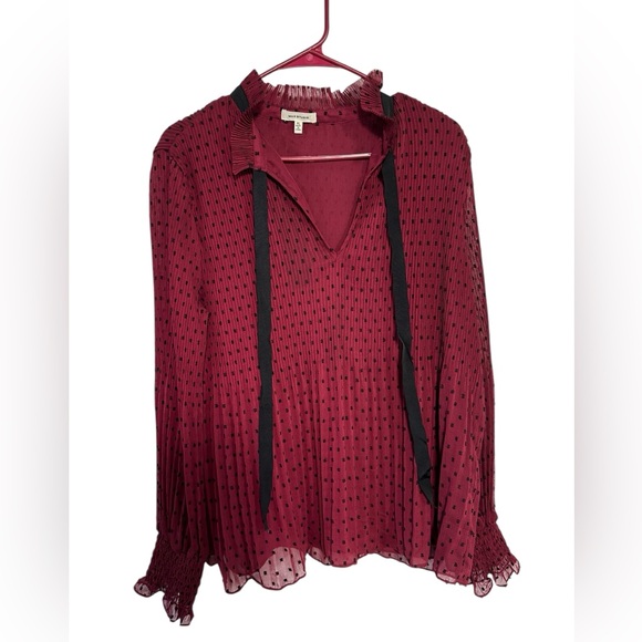 Max Studio Burgundy Blouse with Black Ties - Picture 1 of 10